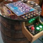 Galaga whiskey barrel arcade cabinet